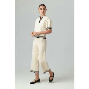 Sundays Quinn Knit Crop Wide Leg Pants in Ivory S